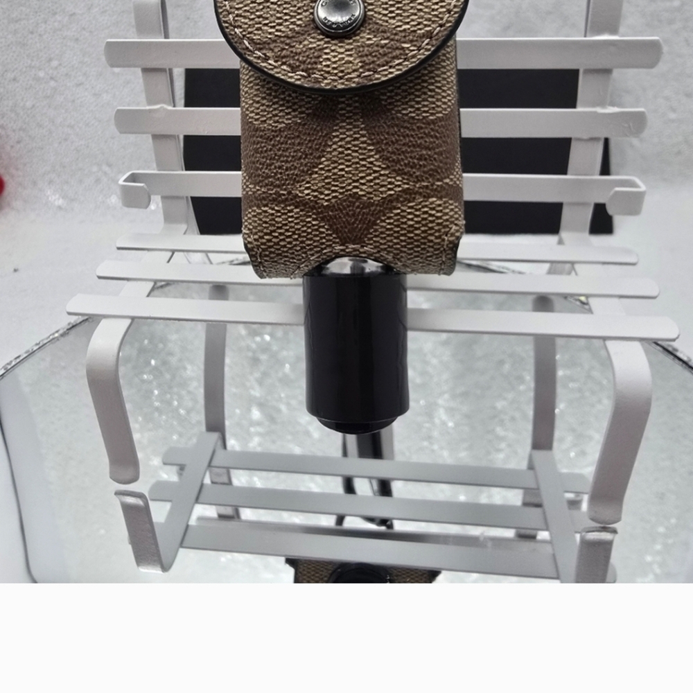 Coach Hand Sanitizer Holder Refillable Signature Logo Khaki Bag Charm - Picture 3 of 10